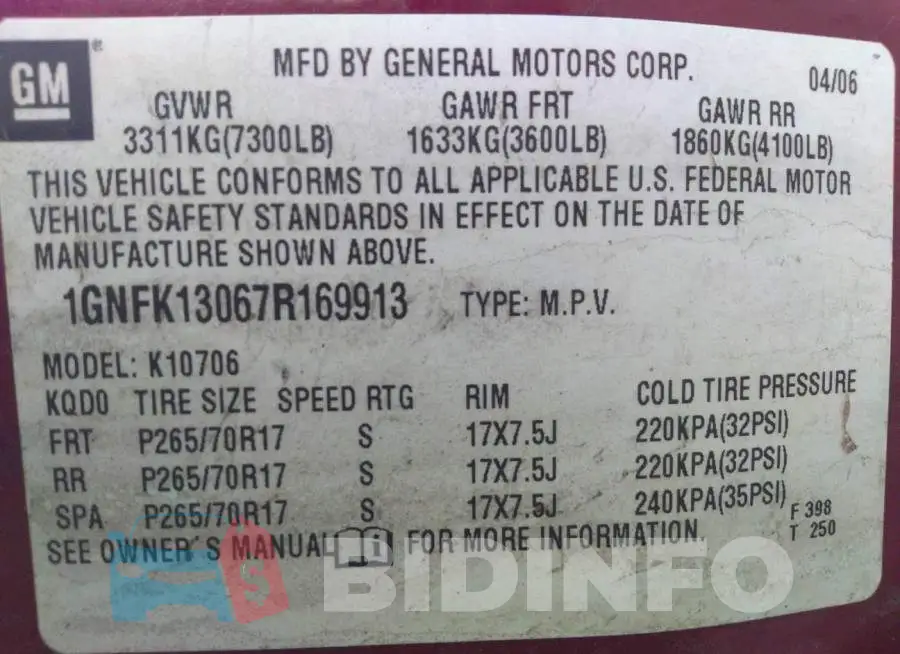 1GNFK13067R169913 Photo# 9