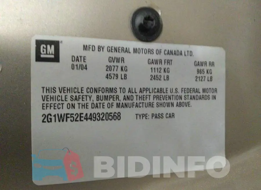 2G1WF52E449320568 Photo# 9