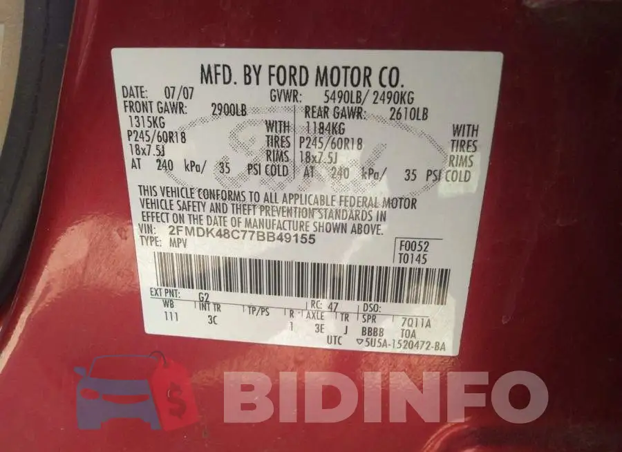 2FMDK48C77BB49155 Photo# 9