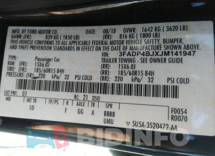 3FADP4BJXJM141947 Photo# 9