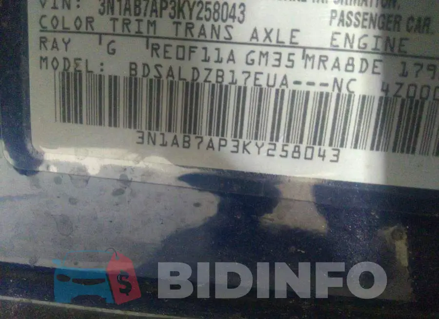 3N1AB7AP3KY258043 Photo# 9