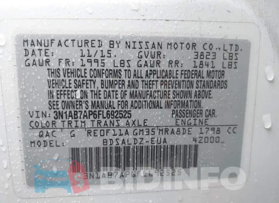 3N1AB7AP6FL692525 Photo# 9