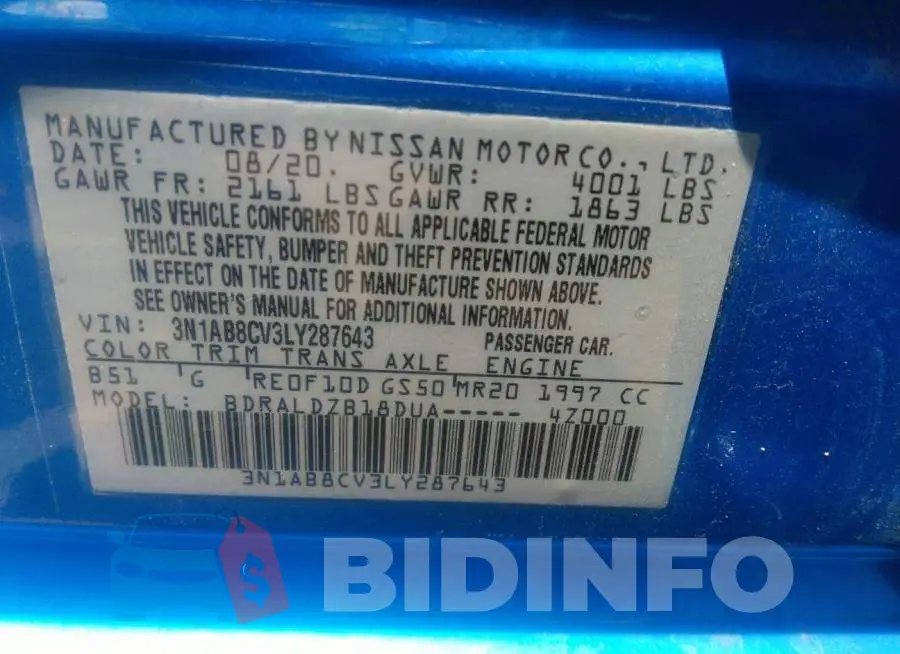 3N1AB8CV3LY287643 Photo# 9