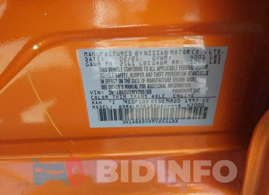 3N1AB8DVXMY255188 Photo# 9