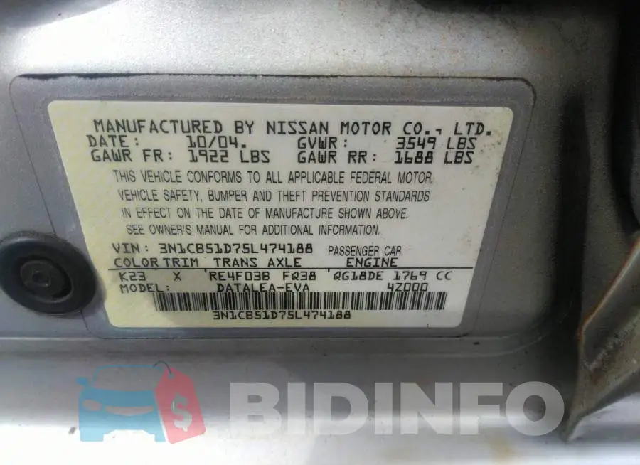 3N1CB51D75L474188 Photo# 9