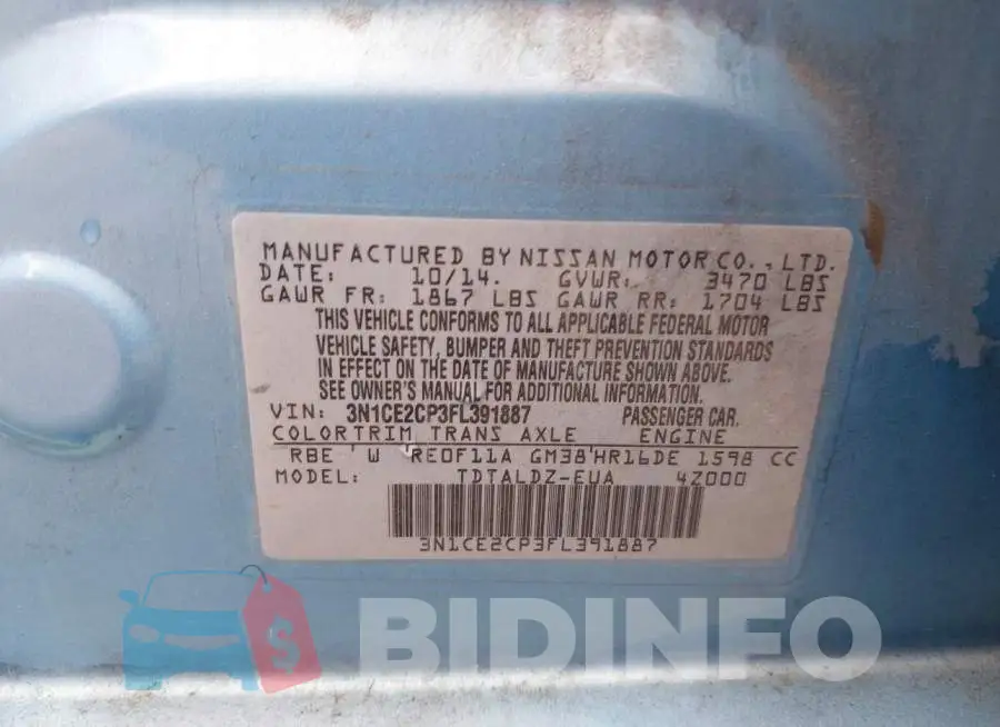 3N1CE2CP3FL391887 Photo# 9