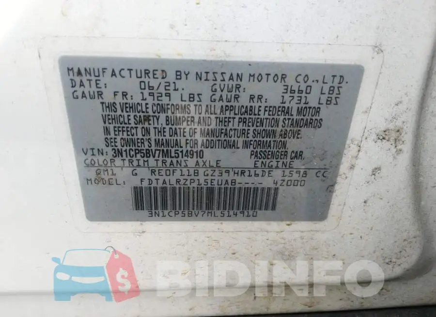 3N1CP5BV7ML514910 Photo# 9