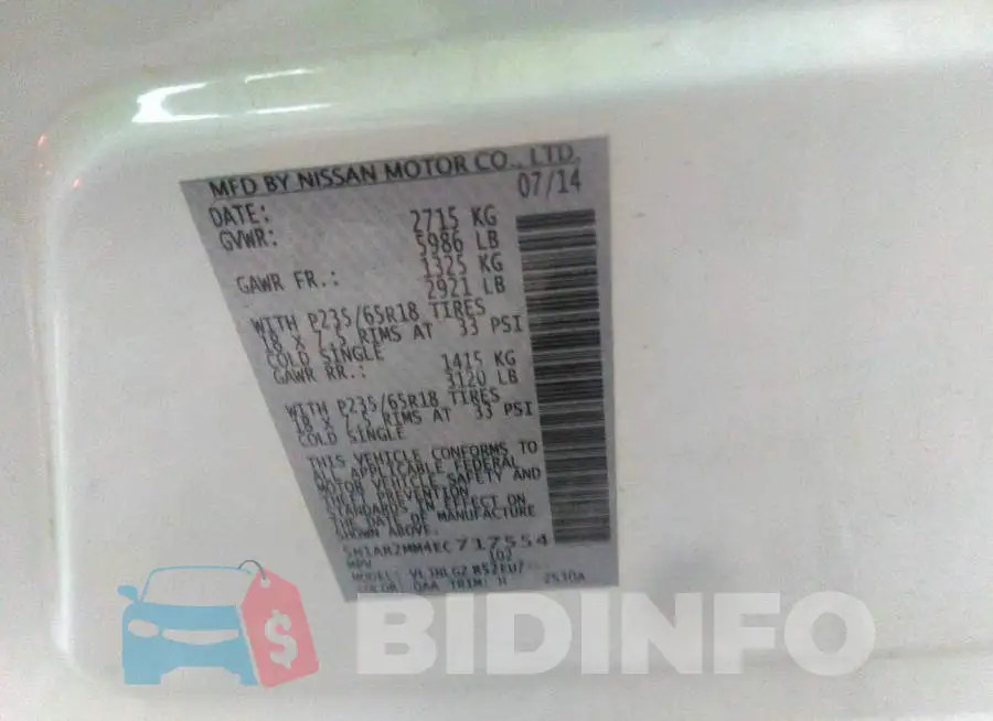 5N1AR2MM4EC717554 Photo# 9