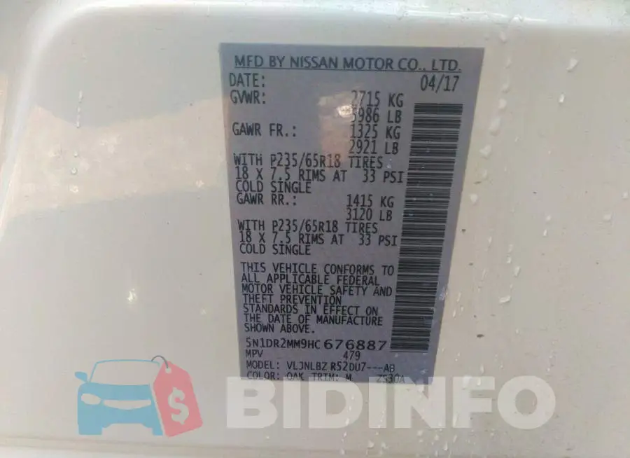5N1DR2MM9HC676887 Photo# 9