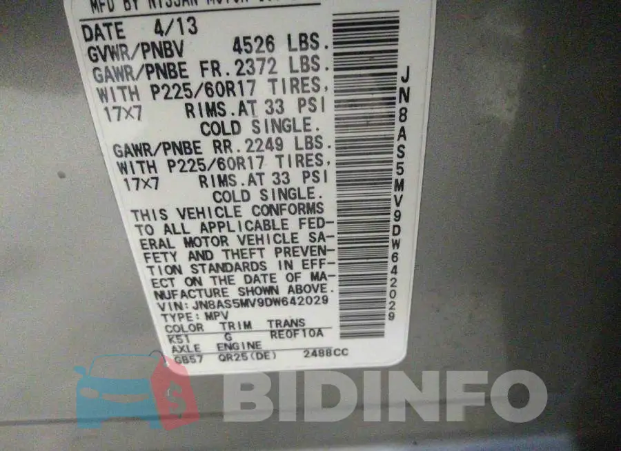 JN8AS5MV9DW642029 Photo# 9