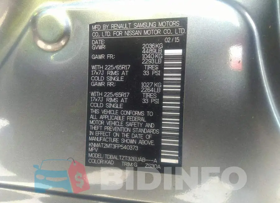 KNMAT2MT3FP540373 Photo# 9