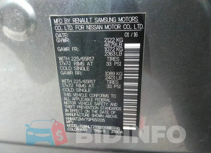 KNMAT2MV7GP650135 Photo# 9