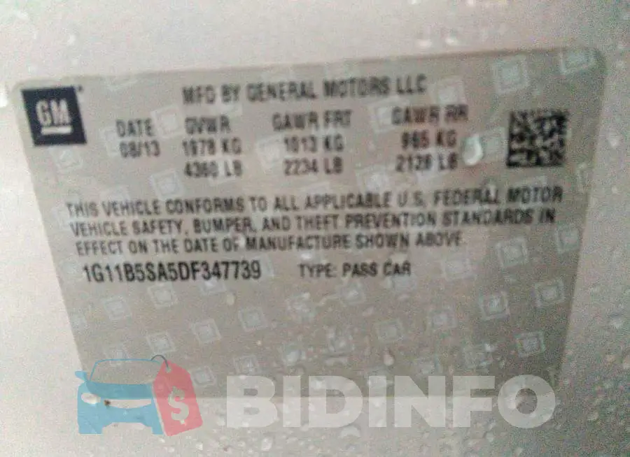 1G11B5SA5DF347739 Photo# 9