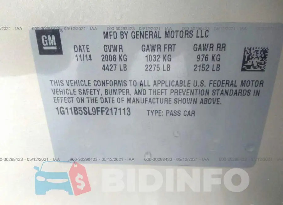 1G11B5SL9FF217113 Photo# 9