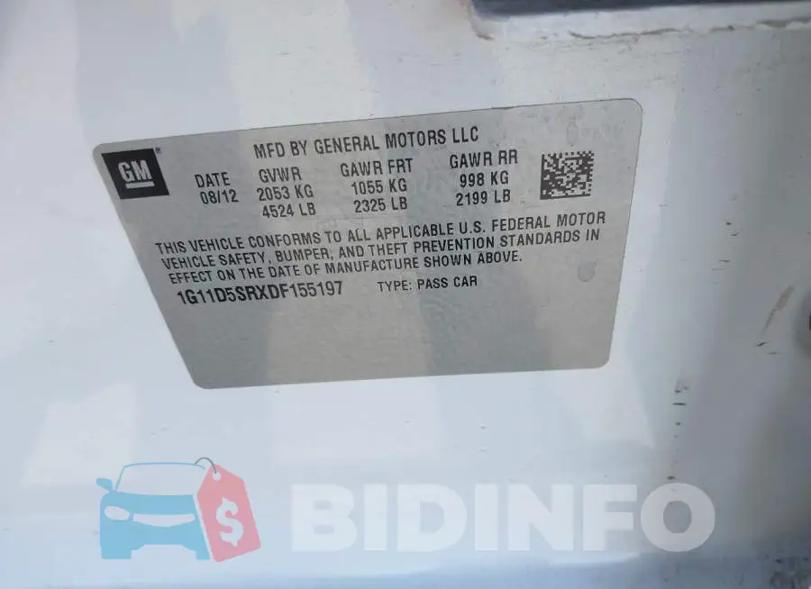 1G11D5SRXDF155197 Photo# 9