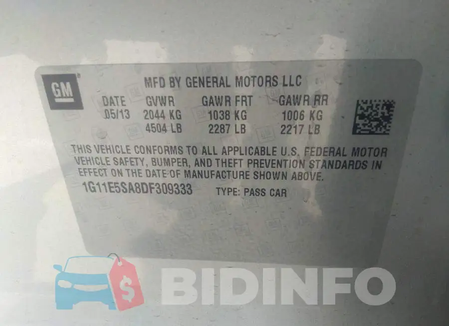 1G11E5SA8DF309333 Photo# 9