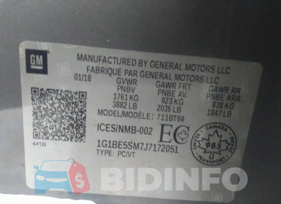 1G1BE5SM7J7172051 Photo# 9