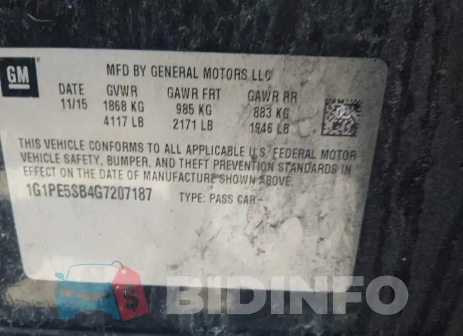 1G1PE5SB4G7207187 Photo# 9