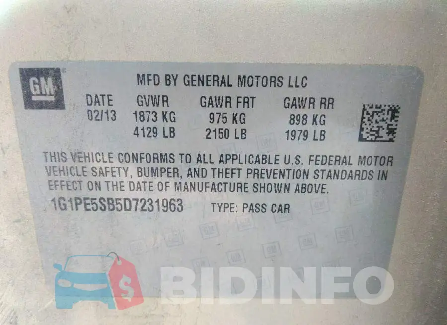 1G1PE5SB5D7231963 Photo# 9