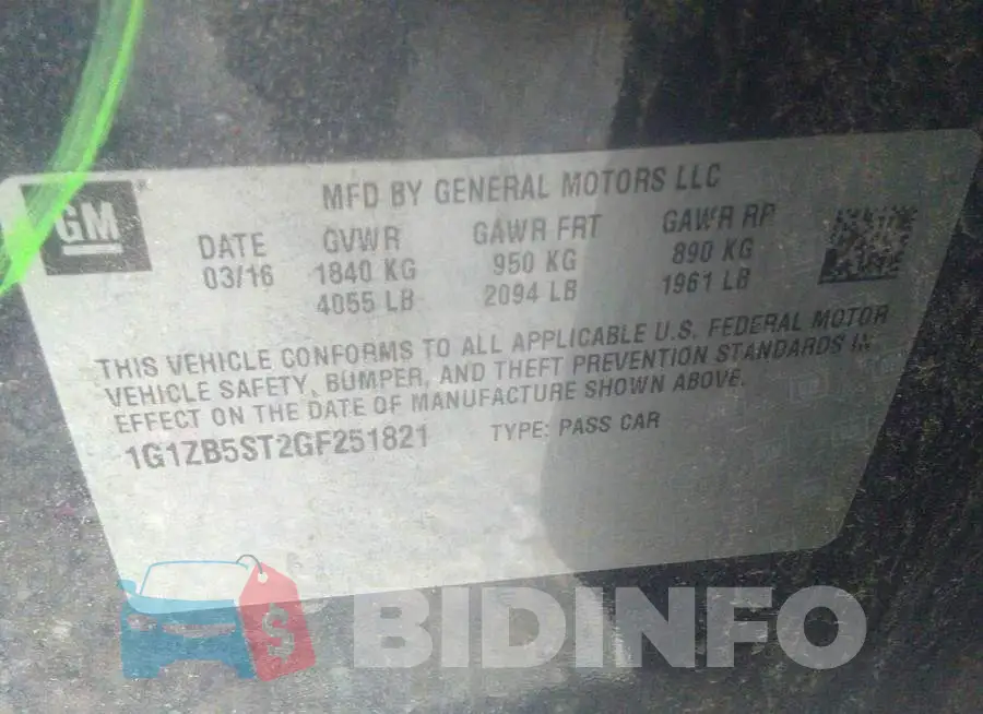 1G1ZB5ST2GF251821 Photo# 9