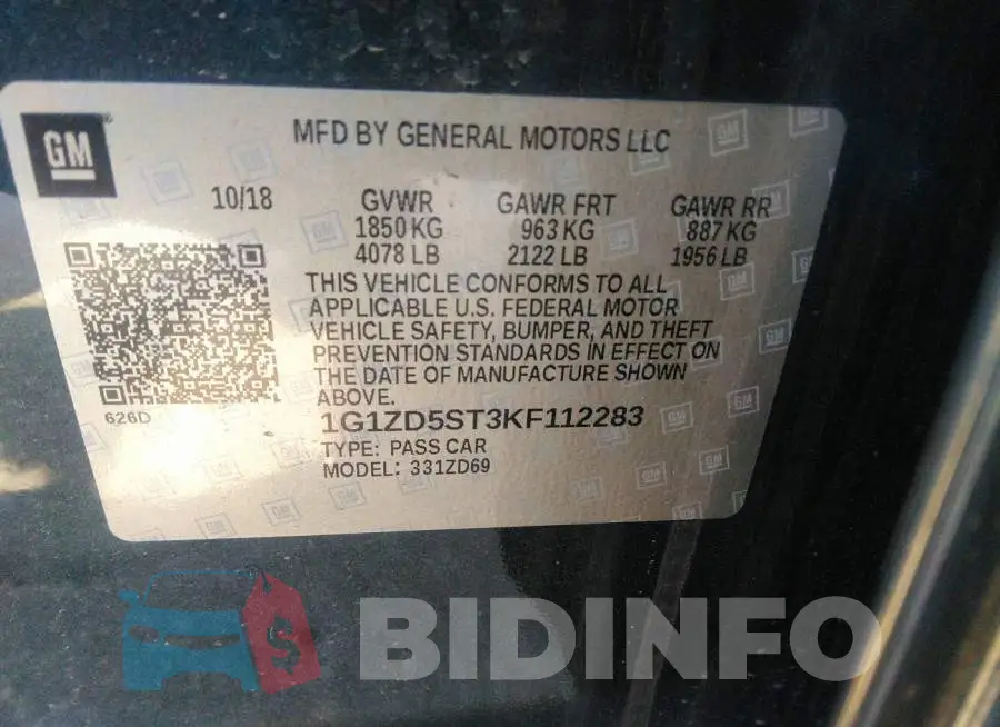 1G1ZD5ST3KF112283 Photo# 9
