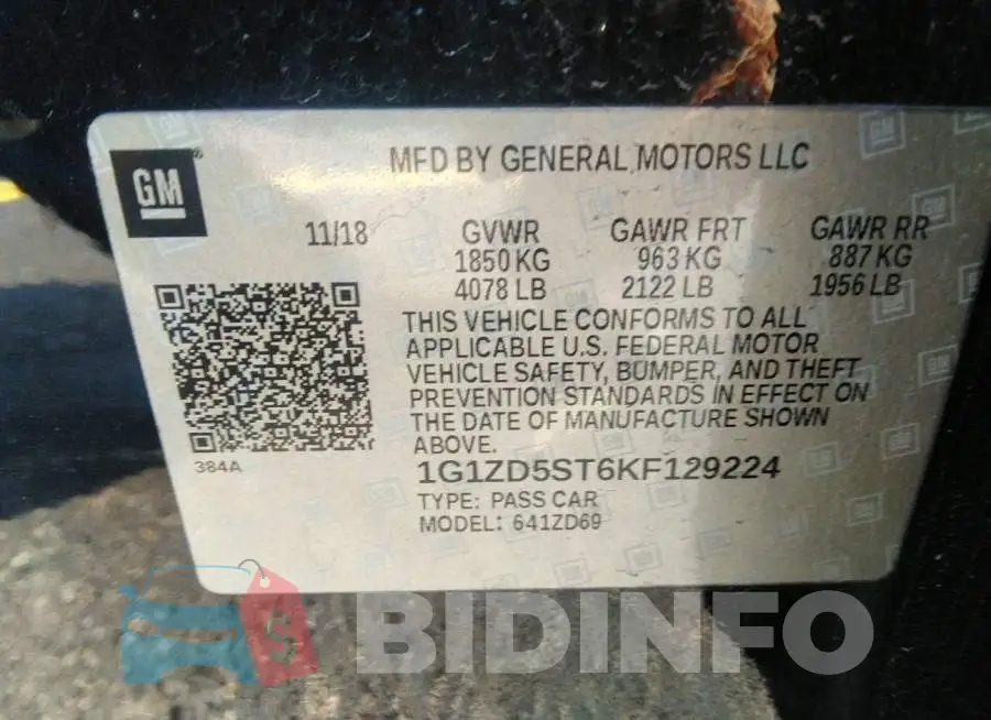 1G1ZD5ST6KF129224 Photo# 9