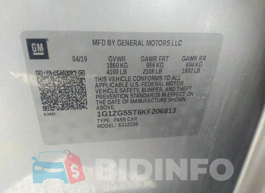 1G1ZG5ST6KF206813 Photo# 9