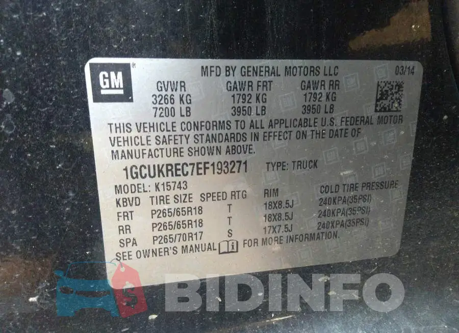 1GCUKREC7EF193271 Photo# 9