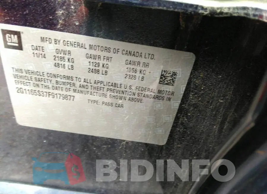 2G1165S37F9179877 Photo# 9