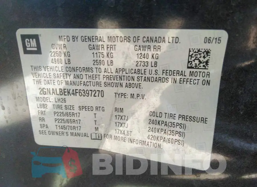 2GNALBEK4F6397270 Photo# 9