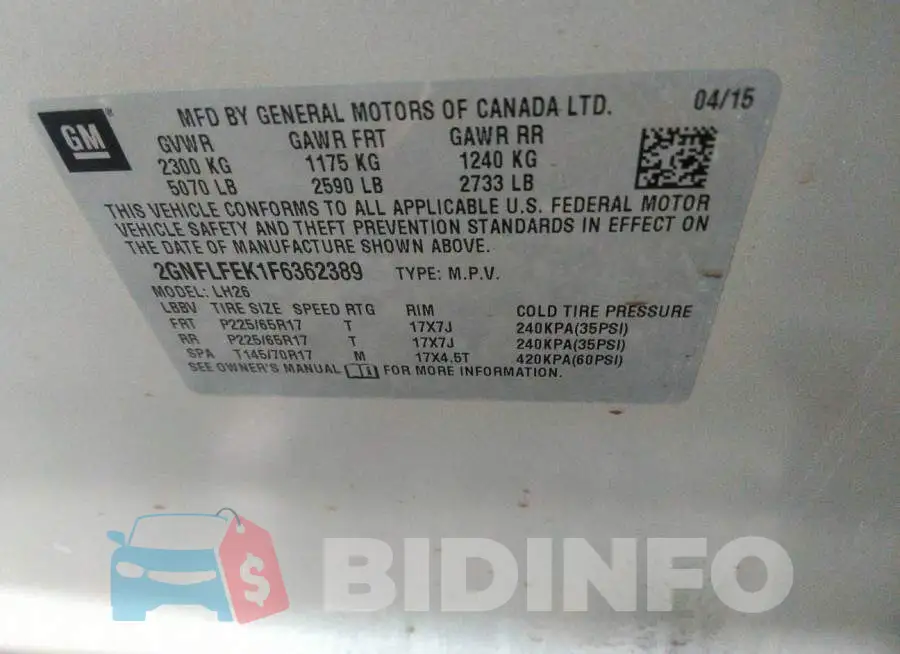 2GNFLFEK1F6362389 Photo# 9