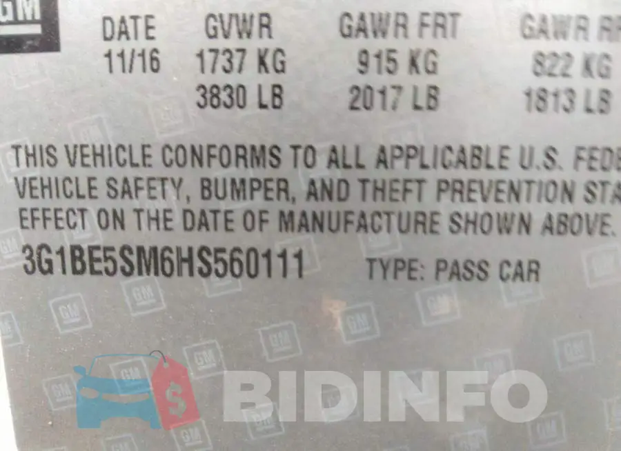 3G1BE5SM6HS560111 Photo# 9