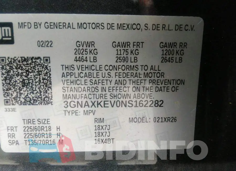 3GNAXKEV0NS162282 Photo# 9