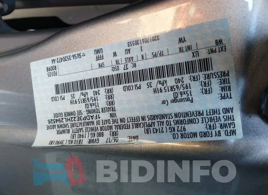 1FADP3E22HL294526 Photo# 9