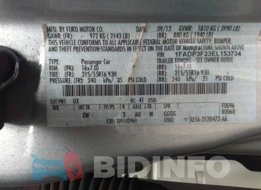 1FADP3F23EL153734 Photo# 9