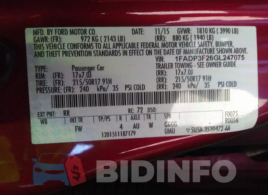 1FADP3F26GL247075 Photo# 9