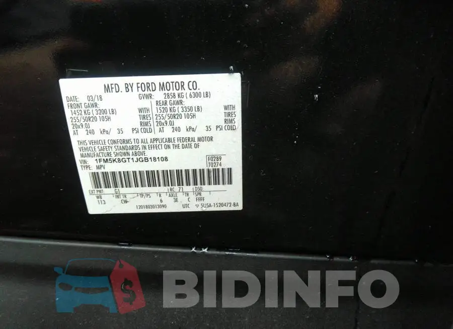 1FM5K8GT1JGB18108 Photo# 9