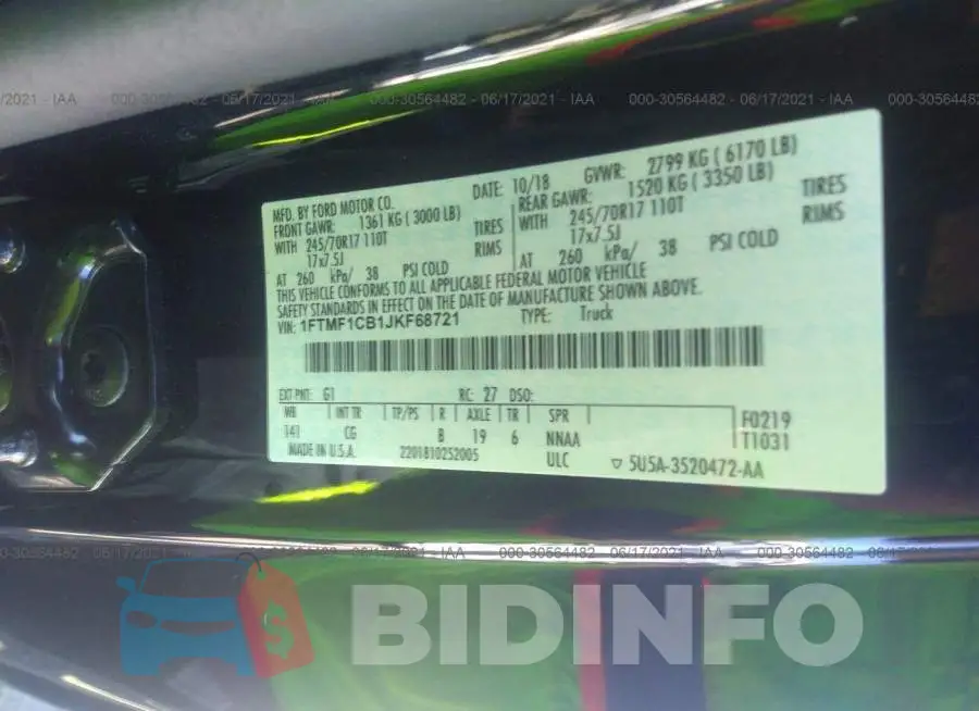1FTMF1CB1JKF68721 Photo# 9