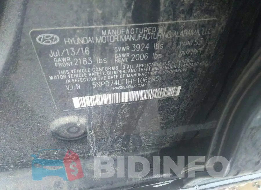 5NPD74LF1HH106590 Photo# 9