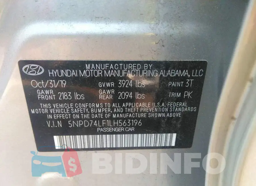 5NPD74LF1LH563196 Photo# 9