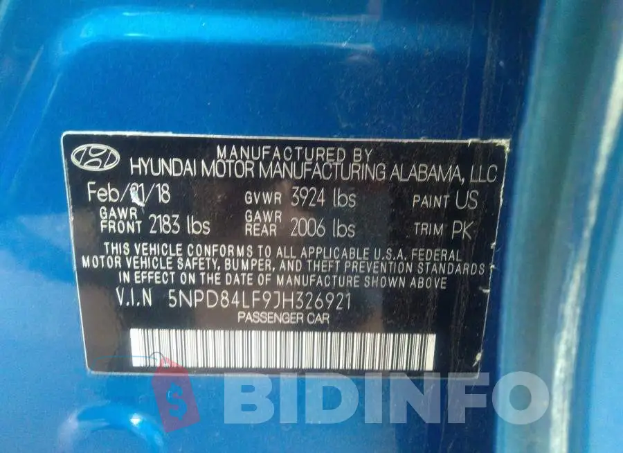 5NPD84LF9JH326921 Photo# 9