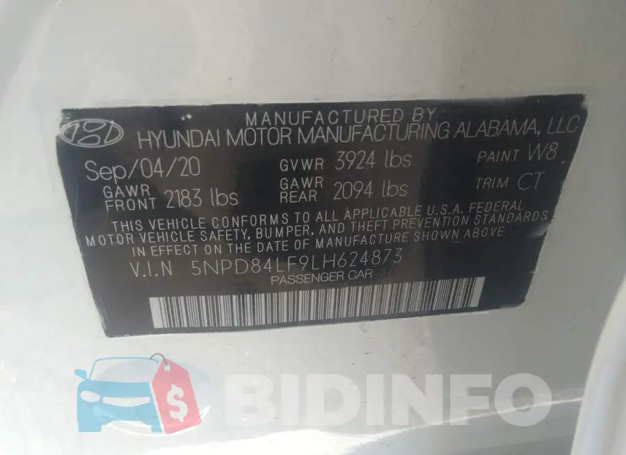 5NPD84LF9LH624873 Photo# 9