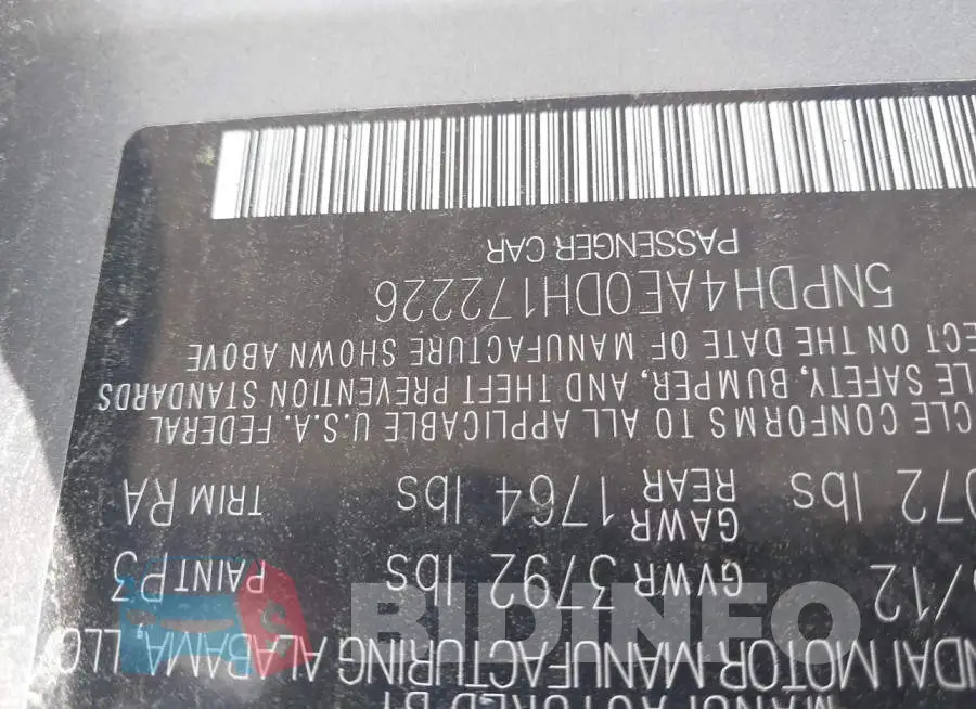 5NPDH4AE0DH172226 Photo# 9