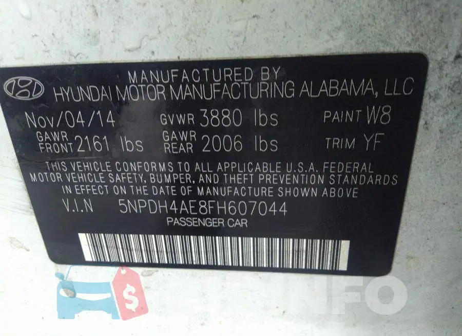 5NPDH4AE8FH607044 Photo# 9