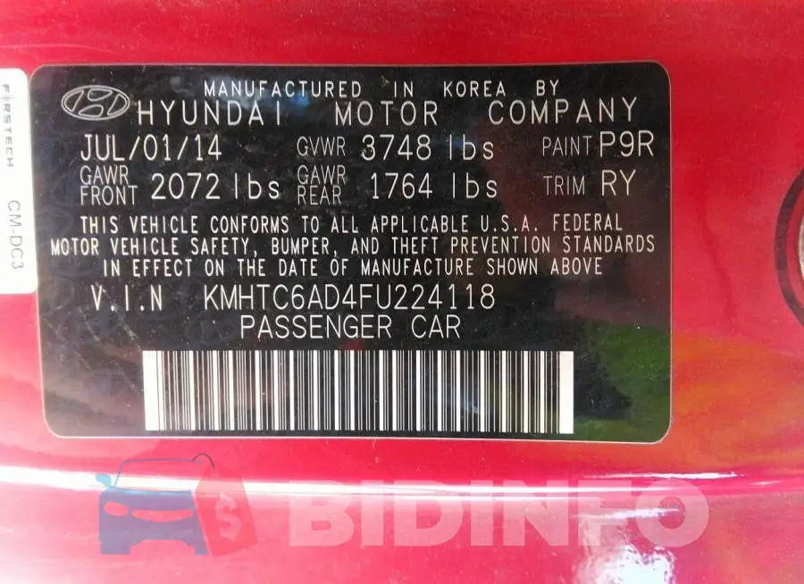KMHTC6AD4FU224118 Photo# 9