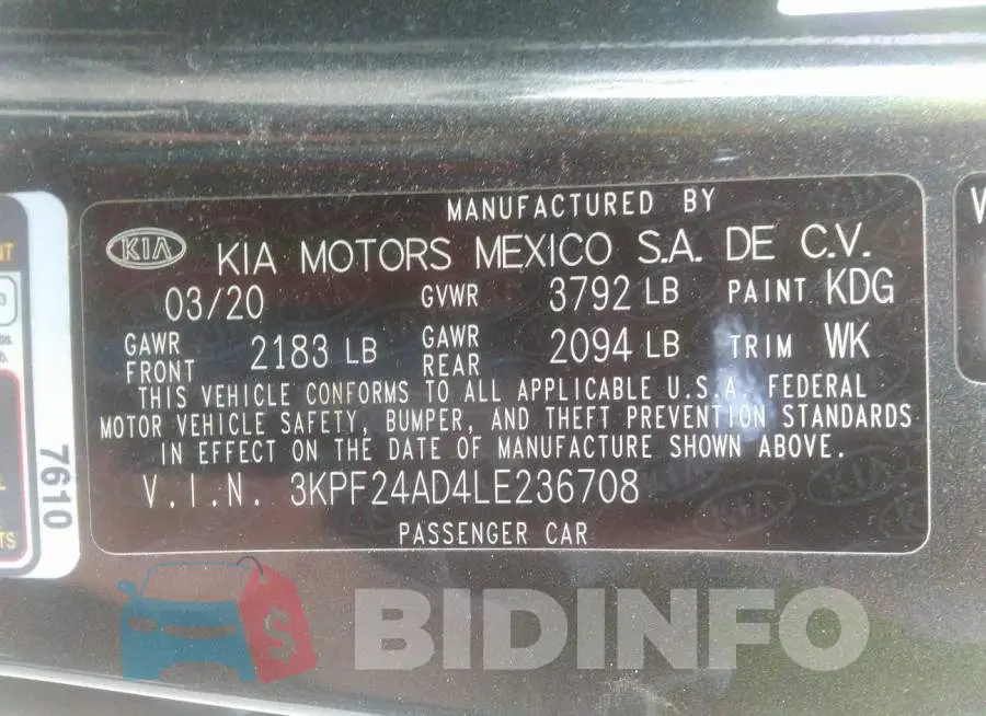 3KPF24AD4LE236708 Photo# 9