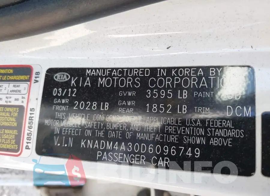 KNADM4A30D6096749 Photo# 9