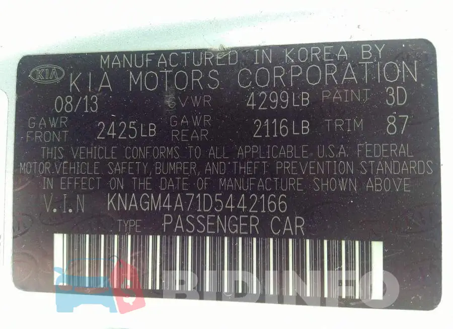 KNAGM4A71D5442166 Photo# 9