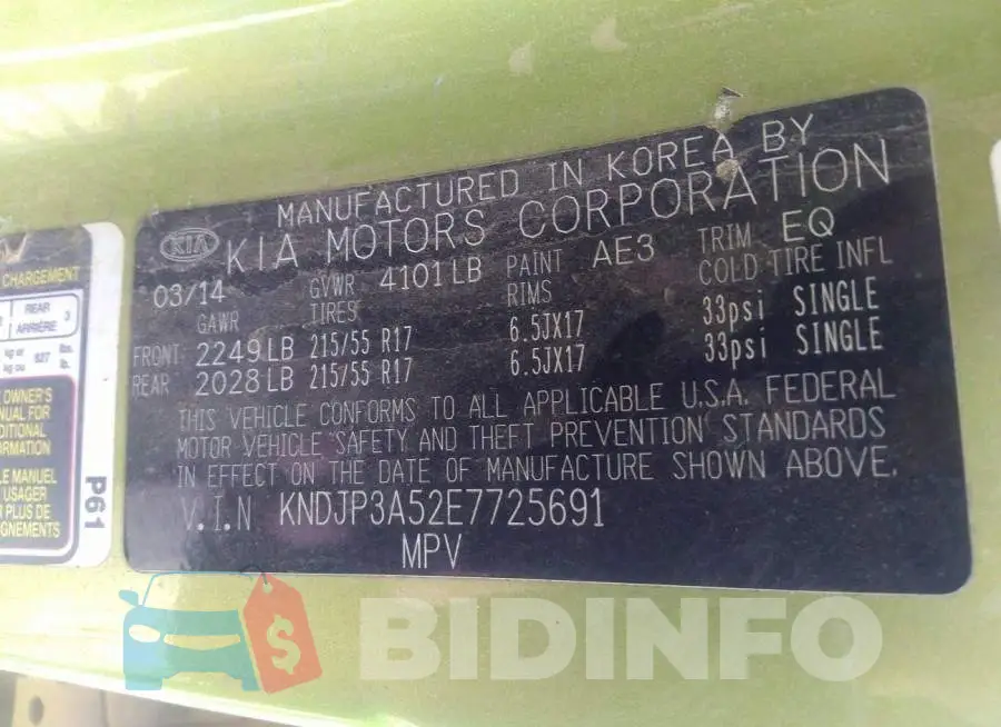 KNDJP3A52E7725691 Photo# 9