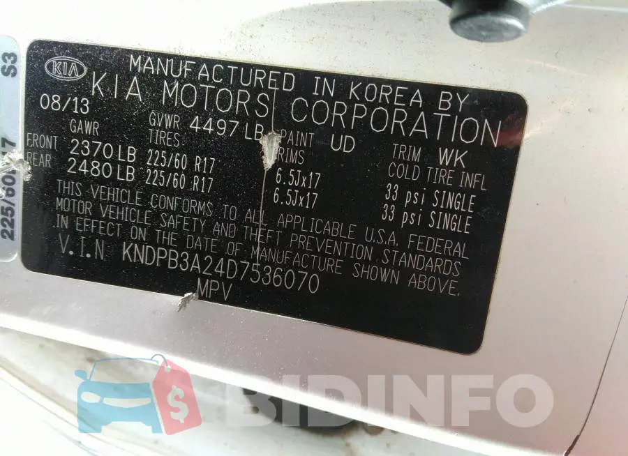 KNDPB3A24D7536070 Photo# 9